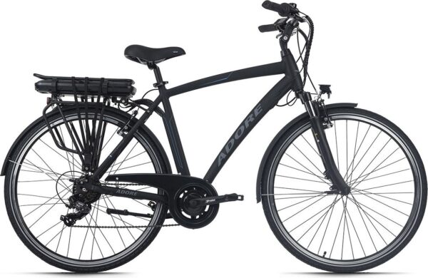 Vélo électrique homme aluminium Adore Versailles 28 E-Bike noir 250 Watt Li-Ion 36 V/10 4 Ah 7 vitesses